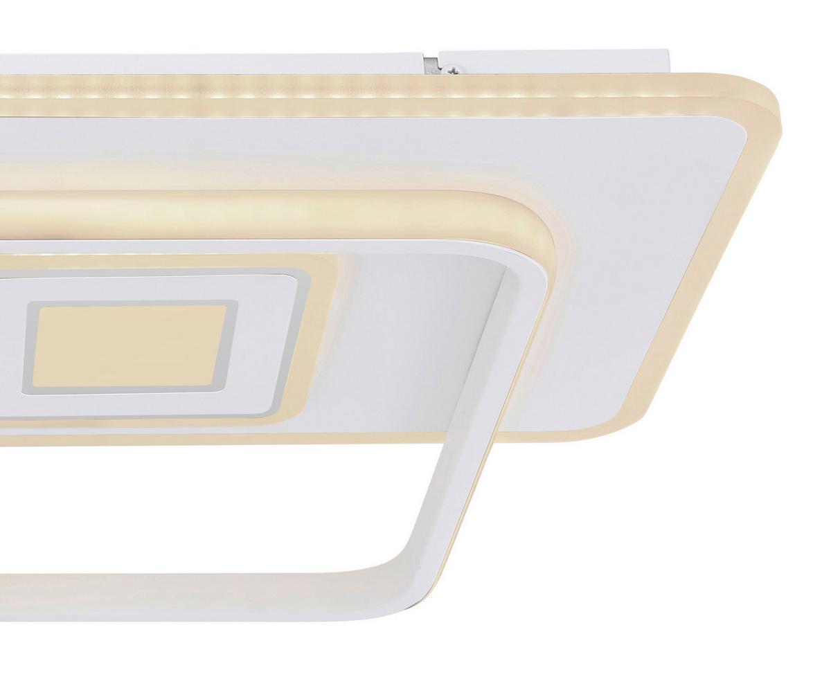 LED-Deckenleuchte Roderick L: 44 cm mit Fernbedienung - Chromfarben/Opal, Basics, Kunststoff/Metall (44/65/6cm) - Globo