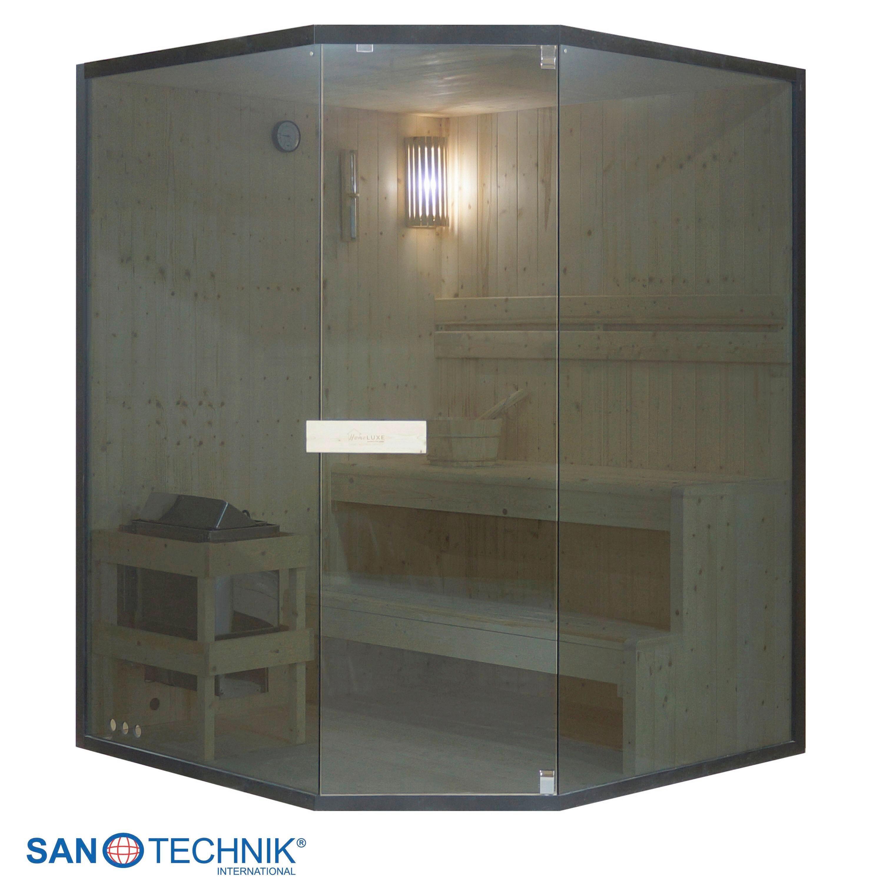 Sauna FALUN XL, für 2-3 Personen - Fichtefarben, Basics, Glas/Holz (150/200/150cm) - Sanotechnik