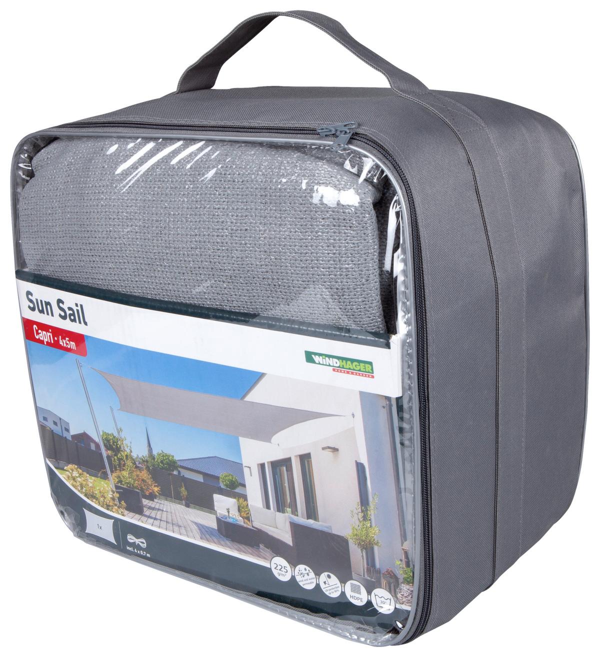 Sonnensegel Rechteck 4x5 m - Grau, Basics (400/500cm)