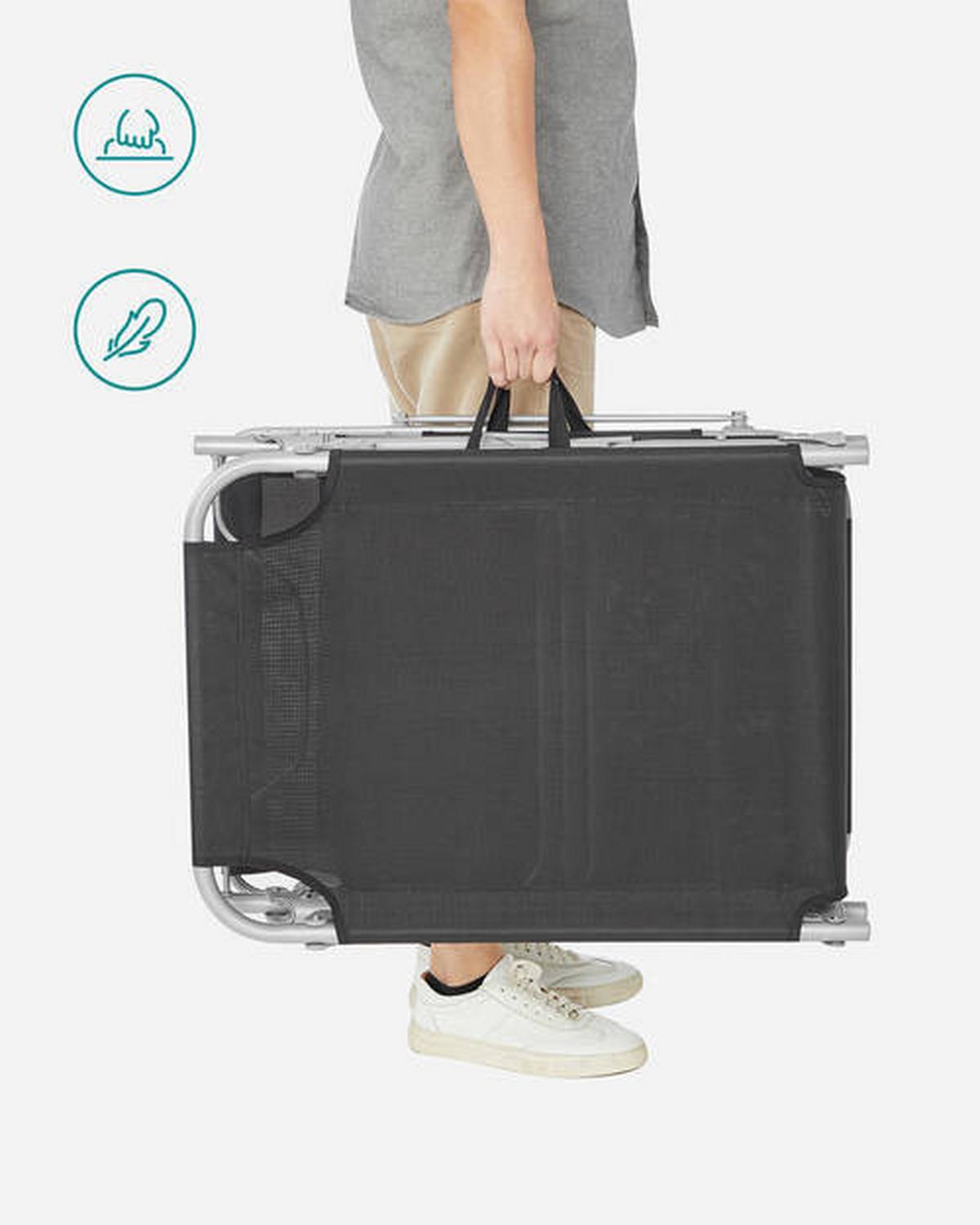 Sonnenliege Grau inkl. Sonnendach, B: 53 cm - Grau, Basics, Textil/Metall (53/29,5/193cm) - Modante