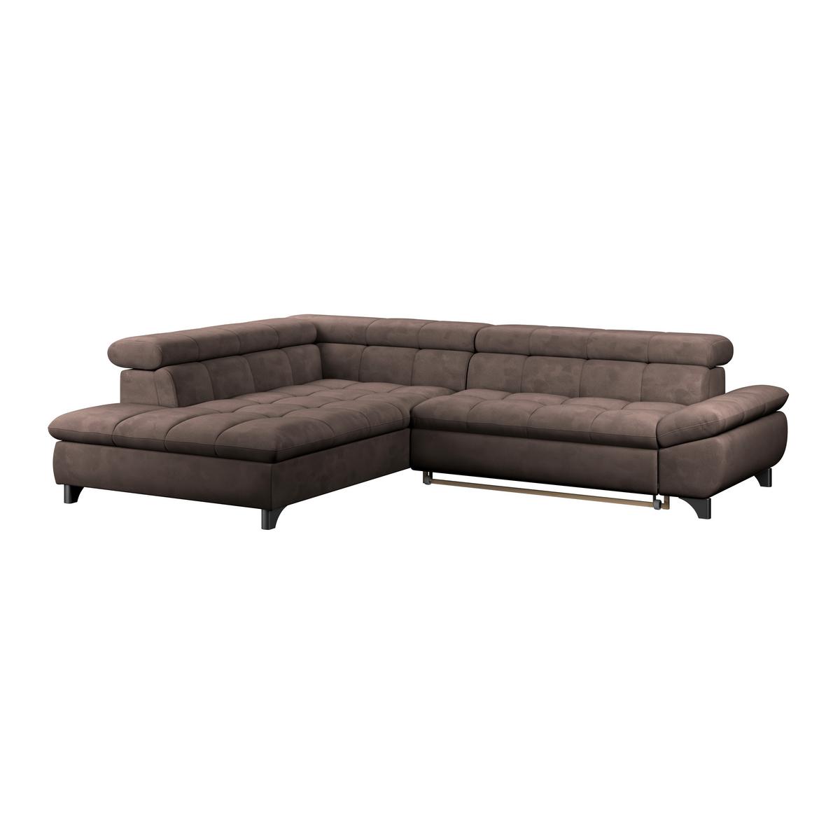 Ecksofa Gemini Dunkelbraun, B: 234cm - Chromfarben/Dunkelbraun, KONVENTIONELL, Textil (234/312cm)