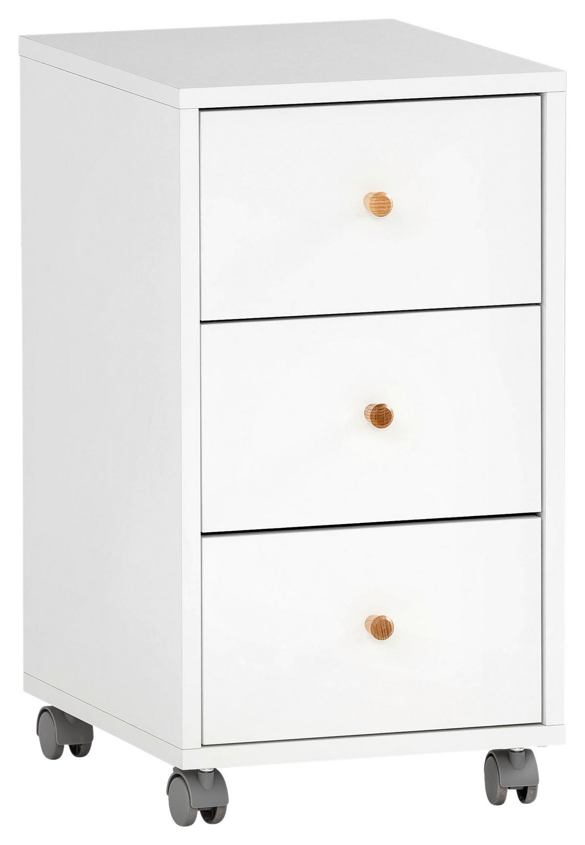 Rollcontainer Weiß B: 32,6 cm - Weiß, MODERN, Holzwerkstoff/Kunststoff (32,6/59,7/39,1cm) - MID.YOU