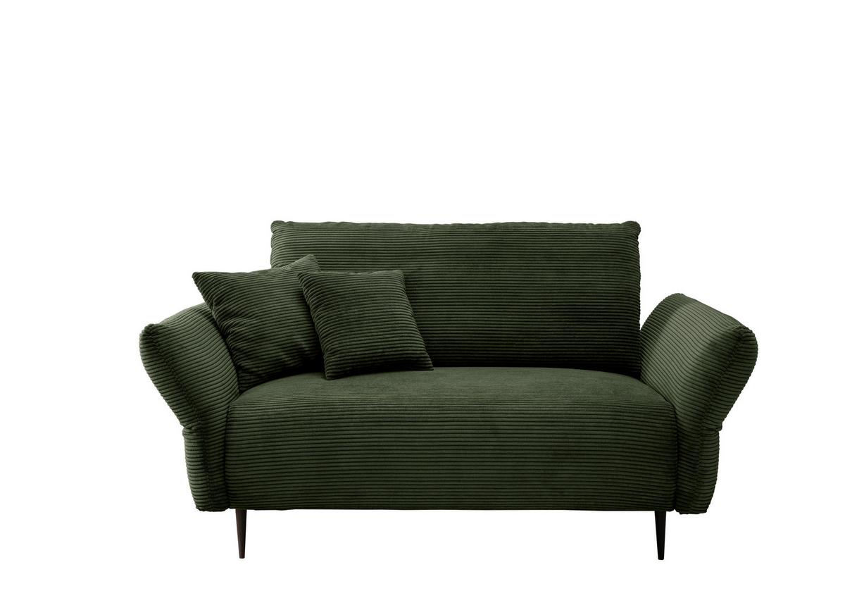 2-Sitzer-Sofa Vanilla Dunkelgrün - Dunkelgrün/Schwarz, Design, Textil (163/97/102cm) - Livetastic