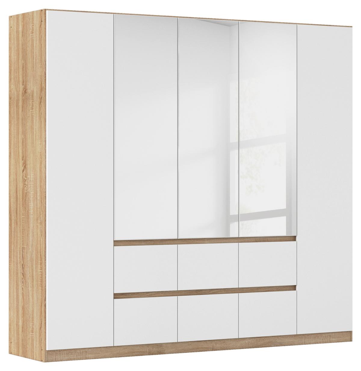 Drehtürenschrank Mainz Eichefarben B: 226 cm - Eichefarben/Weiß, Basics, Holzwerkstoff (226/210/54cm) - Rauch Möbel