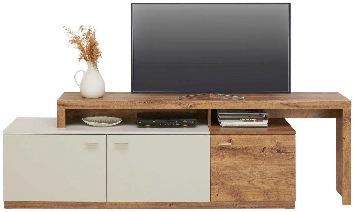 Tv-element Arian B: 175-261,2 Cm Eiche Dekor/hellgrau - Eichefarben/Hellgrau, MODERN, Holzwerkstoff (175-261,2/63,6/37,2cm)