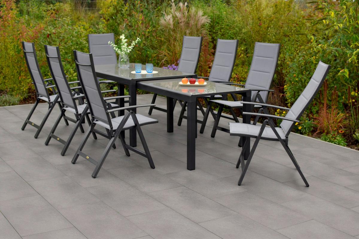 Gartenset Florenz - Graphitfarben/Grau, MODERN, Textil/Metall - Gardenson