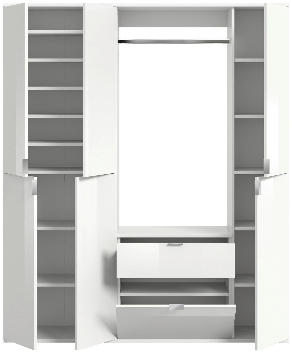 Garderobe Projekt X 3-Teilig Weiß B: 152 cm - Weiß Hochglanz, MODERN, Holzwerkstoff (152/193/34cm) - MID.YOU