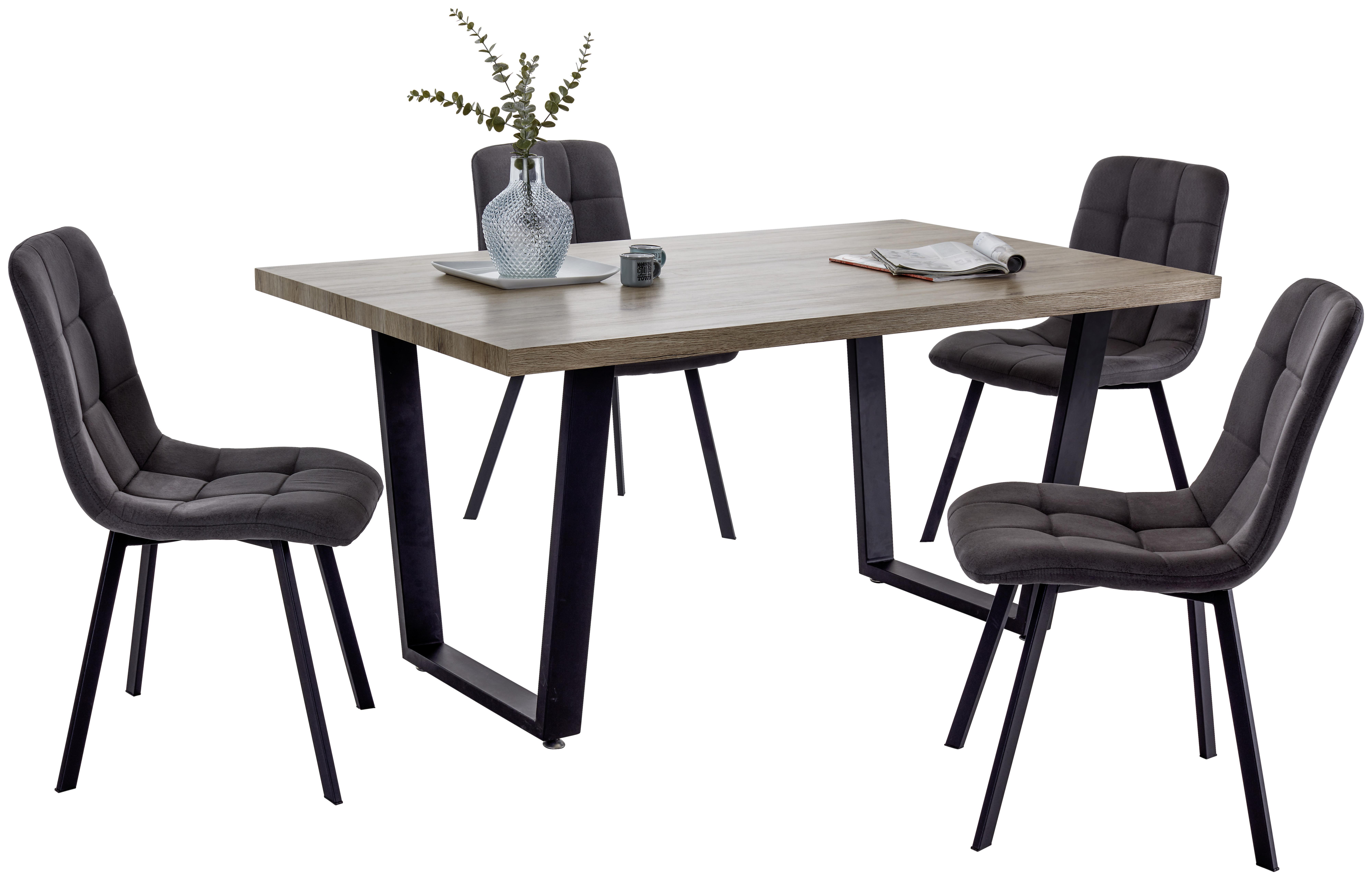 Jídelní Stůl Rudi - černá/barvy dubu, Moderní, kov/dřevo (160/75/90cm)