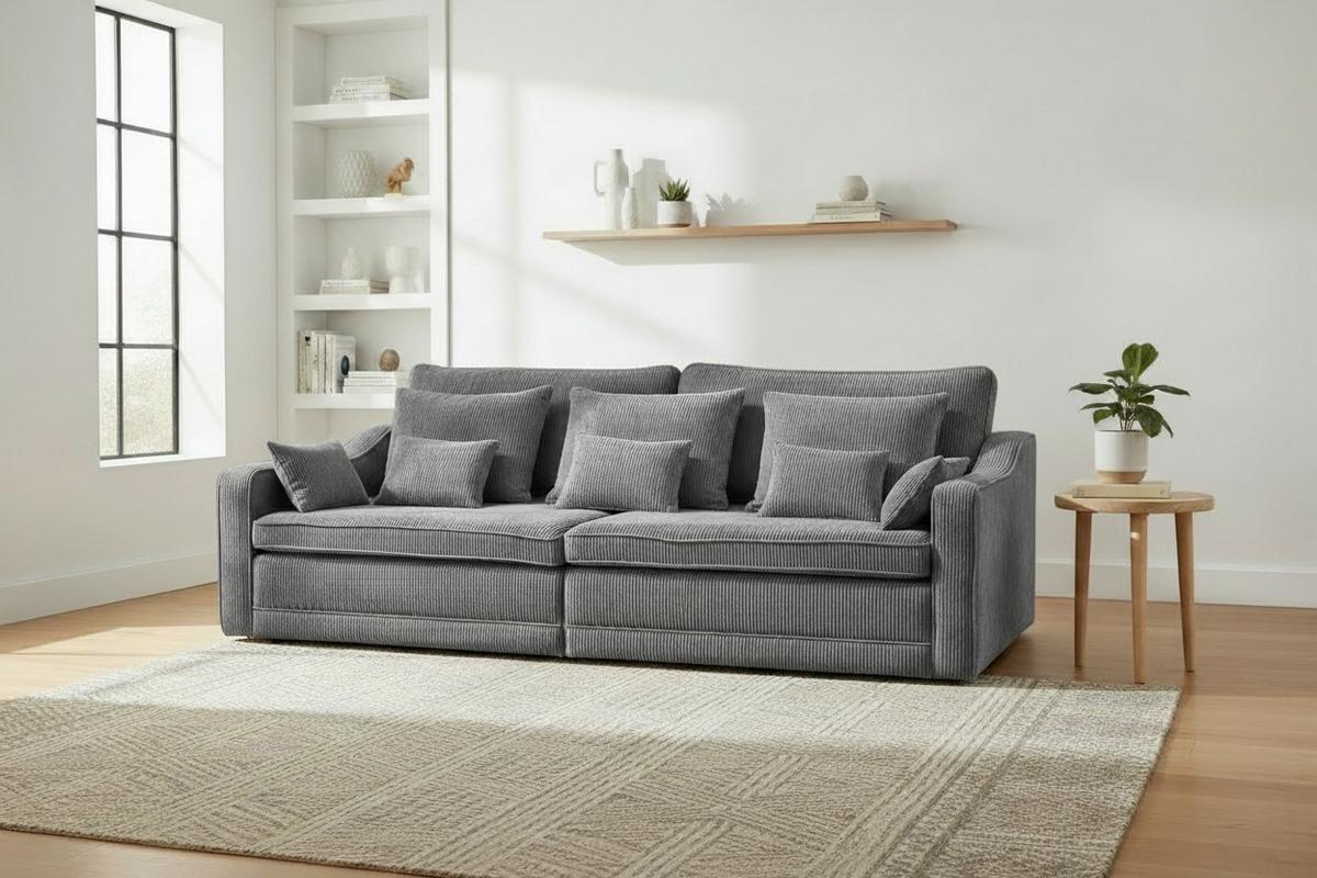 Big Sofa Mit Bettkasten Evora Grau B: 276 Cm - Grau, MODERN, Textil (276/71-92/137cm) - MID.YOU