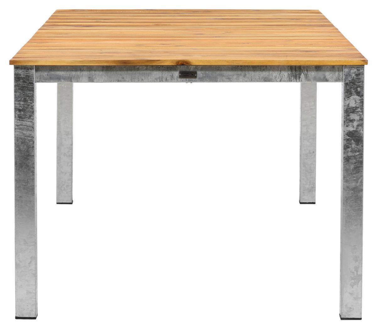 Gartentisch Zenia - Zinkfarben/Akaziefarben, KONVENTIONELL, Holz/Metall (200/100/74cm) - Gardenson