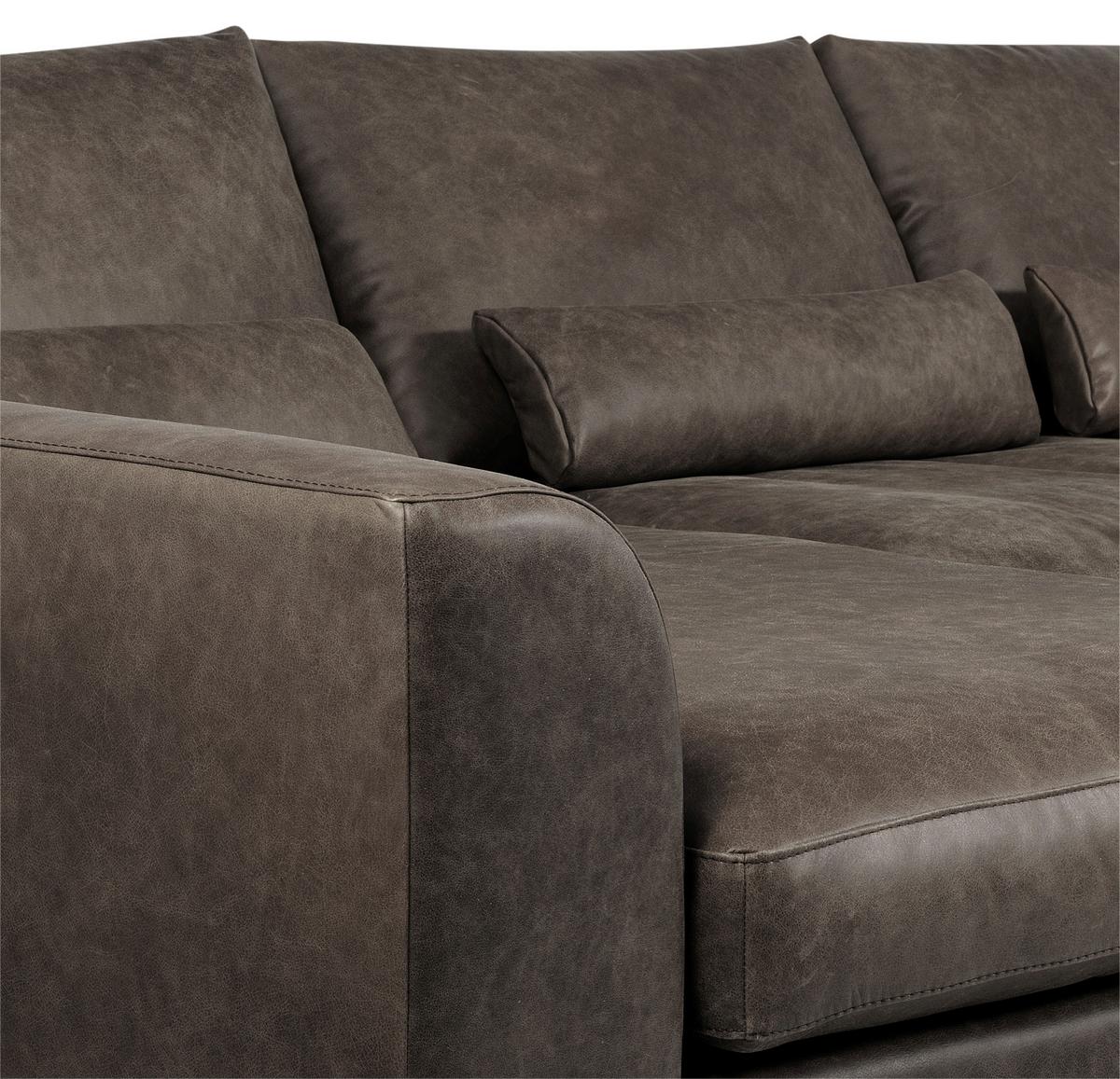 Ecksofa Berlin Fango S: 172 cm - Fango/Schwarz, Design, Leder (172/313cm) - Livetastic