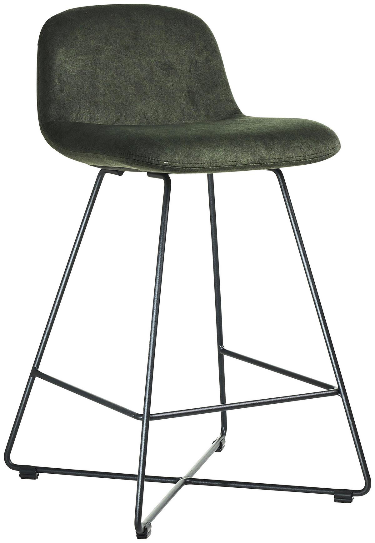 BAROVÁ STOLIČKA CROSS-CHB - čierna/lesná zelená, Basics, kov/textil (50/85/48cm) - Celina Home