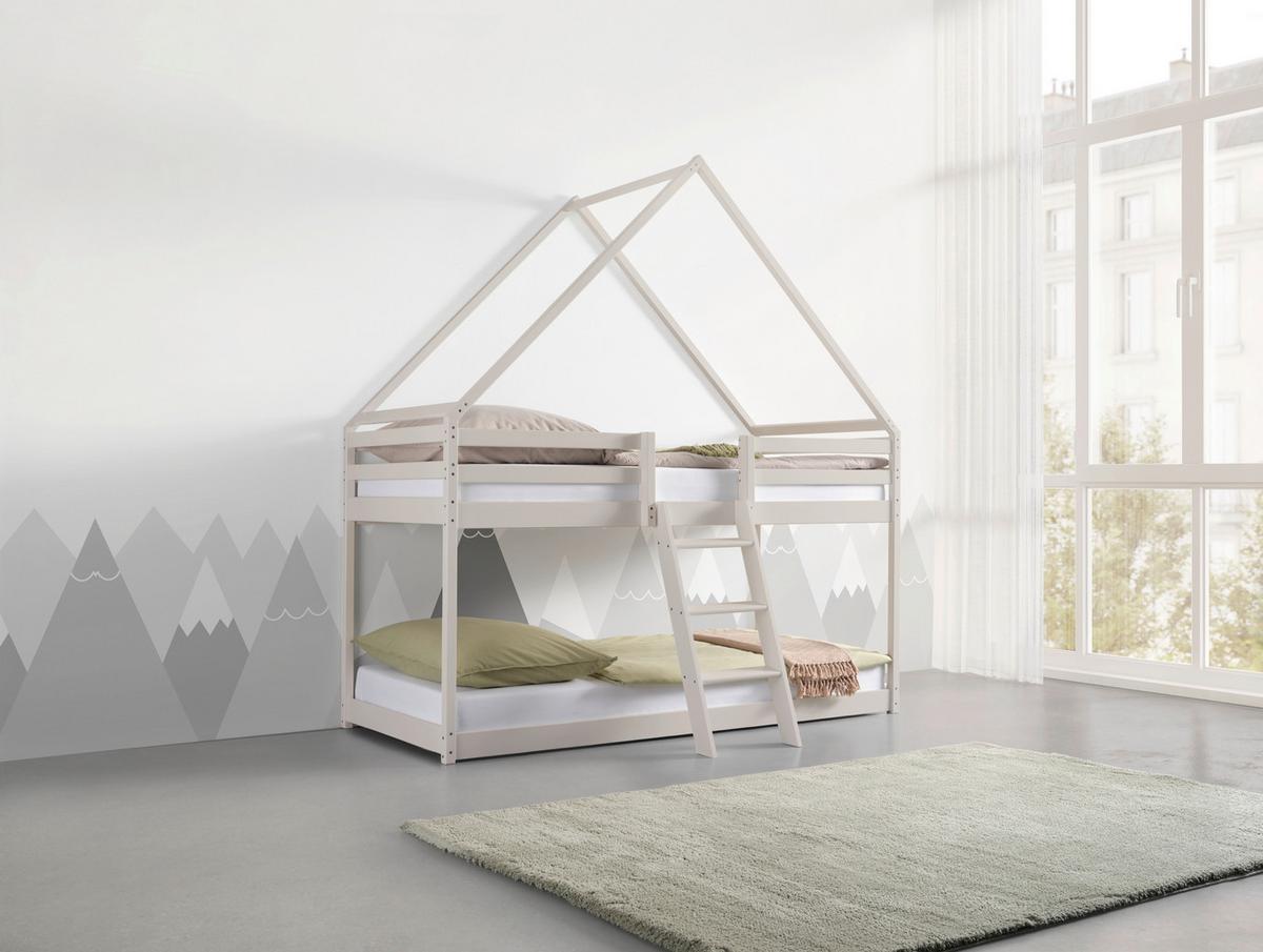 Poschodová posteľ SWEET 90x200 cm, borovica, kašmírová - kašmírová/farba brezy, Lifestyle, drevo/kompozitné drevo (97/224/208cm) - Mömax