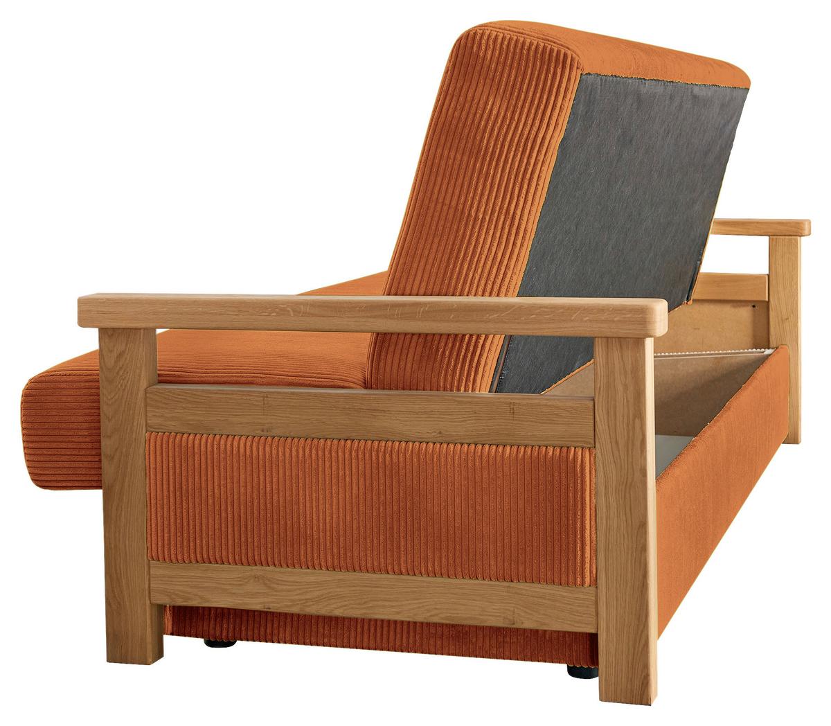 Schlafsofa Malaga Terracotta B: 220cm - Terracotta/Naturfarben, Design, Holz/Textil (220/90/90cm) - P & B