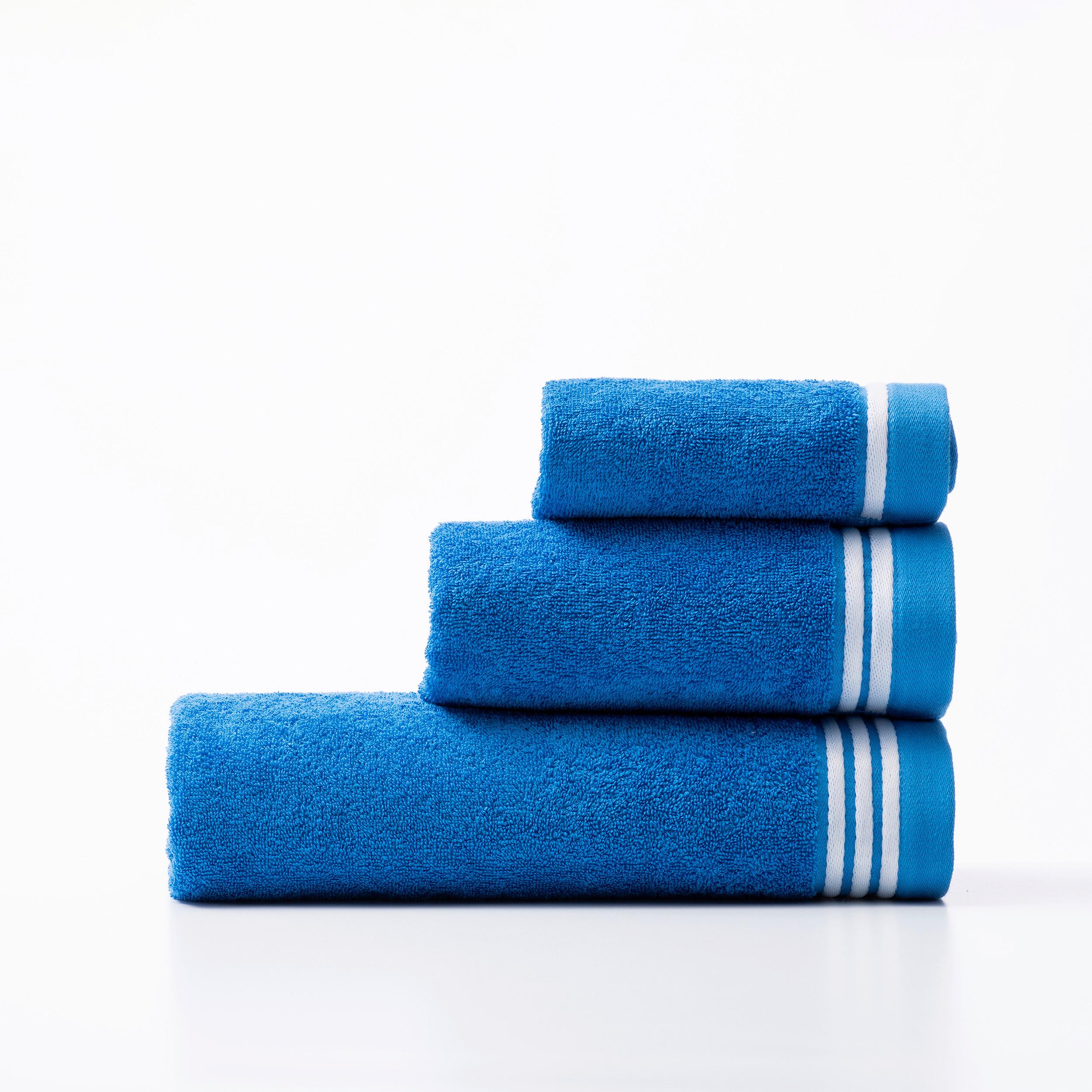 Badetücher Benetton Frottier 450 g/m2 Blau 3er-Pack - Blau, Basics, Textil - Benetton