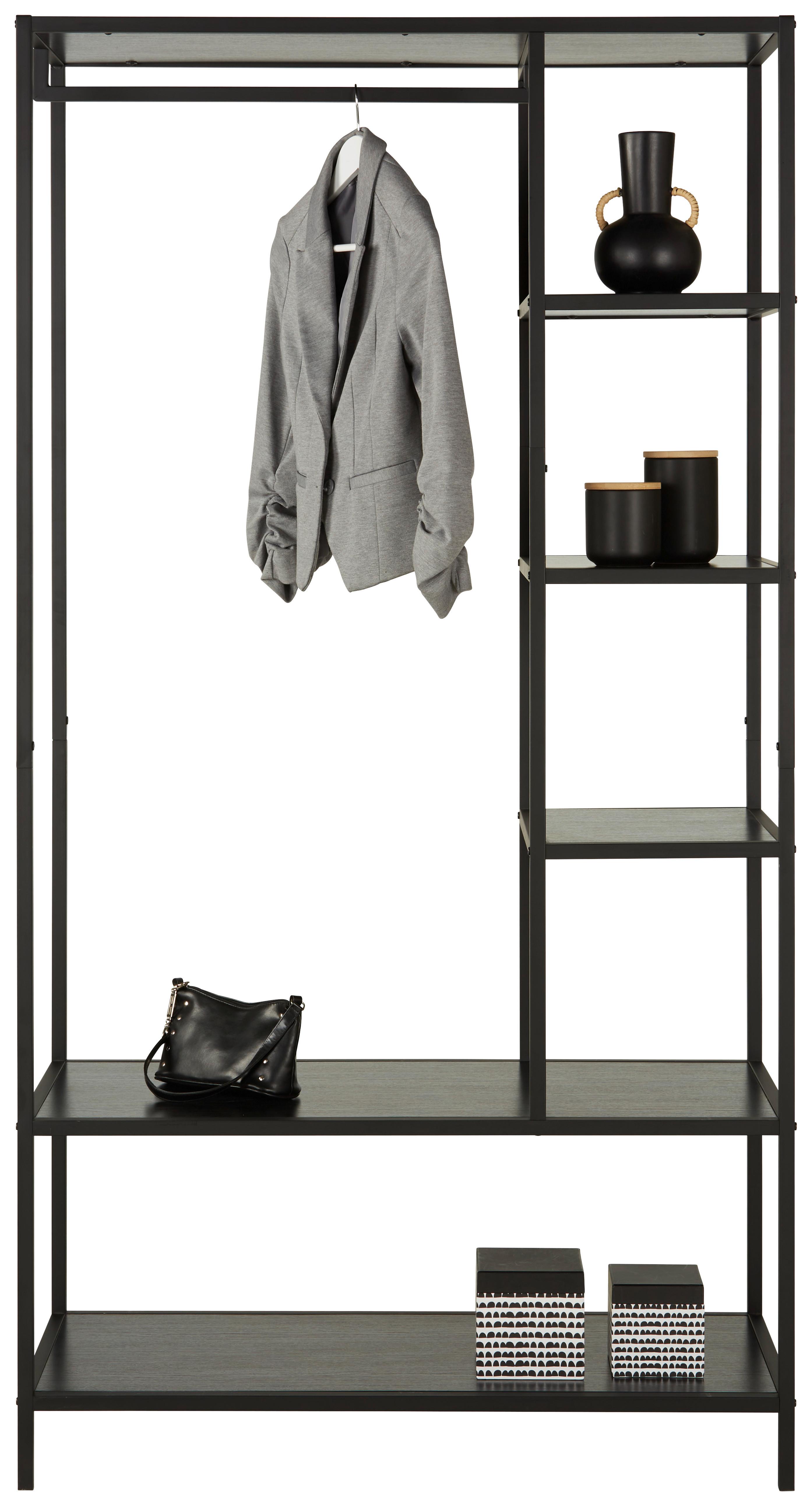 Regál Stilos, černý - černá, Design, kov/kompozitní dřevo (100/190/44cm) - Mömax