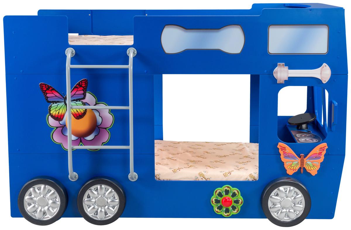 Autobett Happybus Doppeldecker Blau - Blau/Weiß, LIFESTYLE, Holz/Holzwerkstoff (90/190cm) - Livetastic