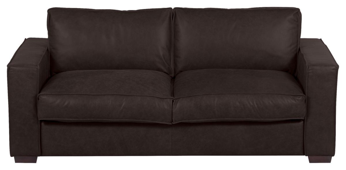 Schlafsofa Texas Dunkelbraun Anilinleder, B: 203 Cm - Dunkelbraun, Design, Leder (203/85/99cm) - MID.YOU