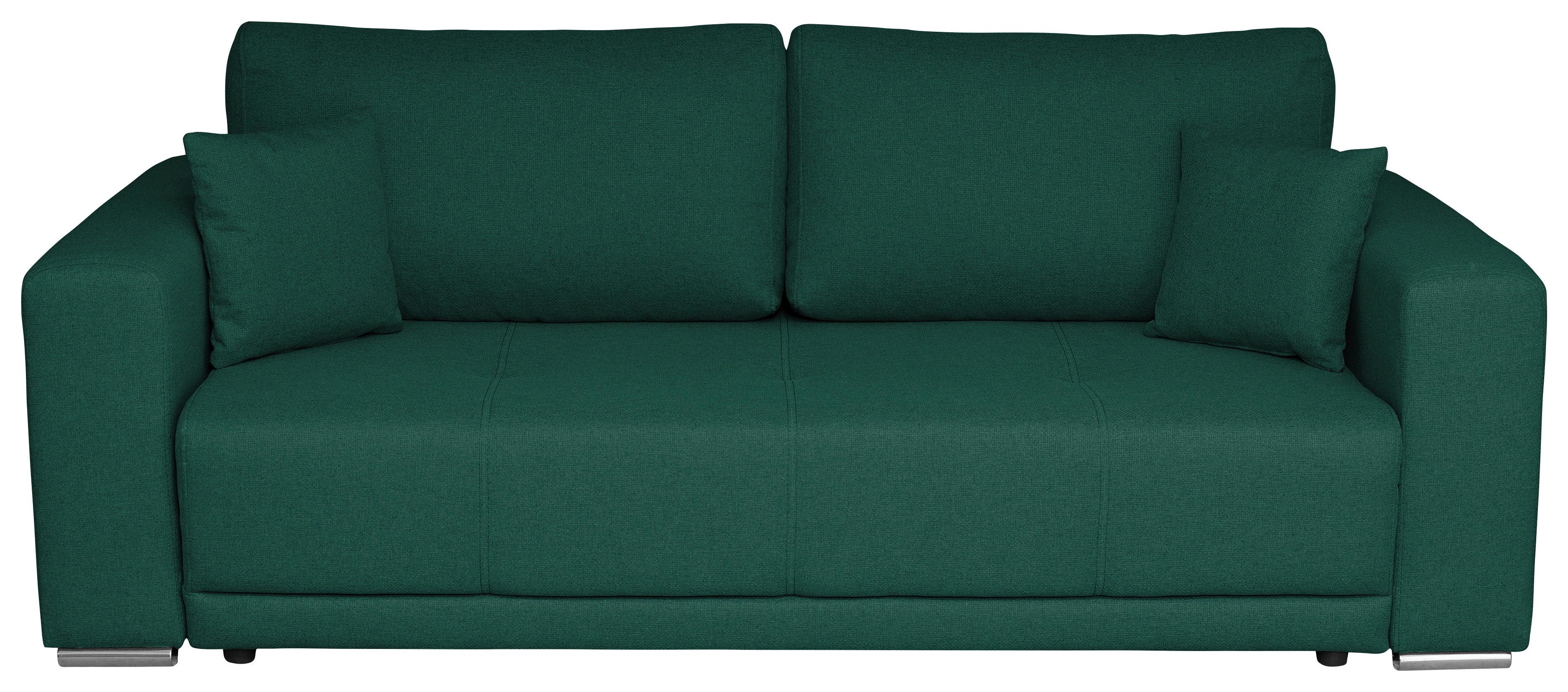 3-Sitzer-Sofa mit Schlaffunktion Berna Grün - Chromfarben/Dunkelgrün, Design, Textil (238/77/108cm) - P & B