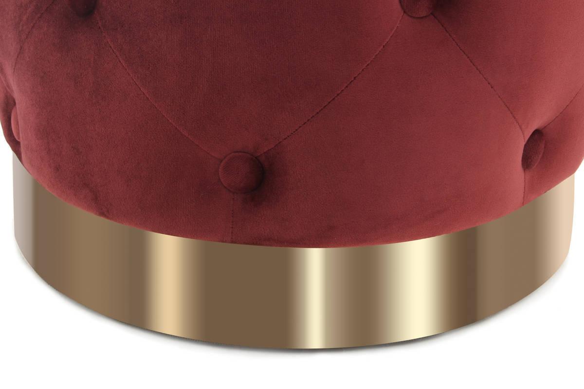 Hocker Pouf Samt Bordeaux/ Goldfarben DxH: 40x40 cm - Bordeaux/Goldfarben, Basics, Holzwerkstoff/Textil (40/40/40cm) - Kayoom