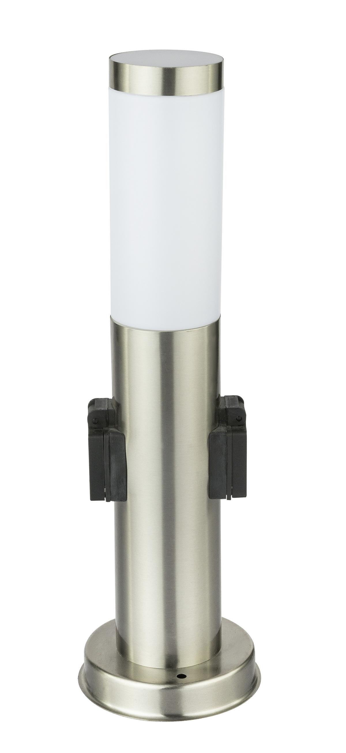 Außenleuchte Boston 60 Watt Edelstahl - Edelstahlfarben/Opal, Basics, Kunststoff/Metall (13,1/45cm) - Globo