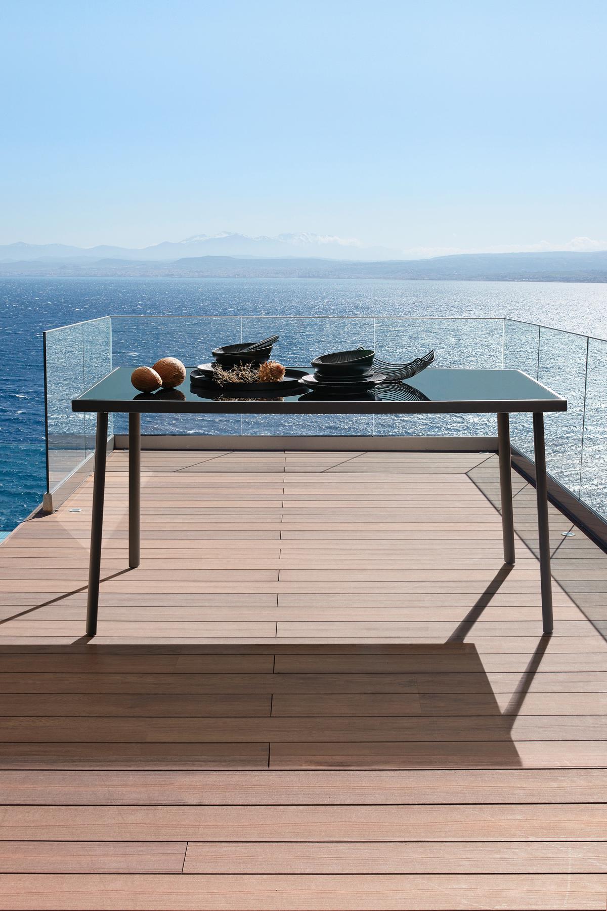 Gartentisch Nadine Metall/Glas L 148 cm - Anthrazit/Schwarz, MODERN, Glas/Metall (148/72/88cm) - Luca Bessoni