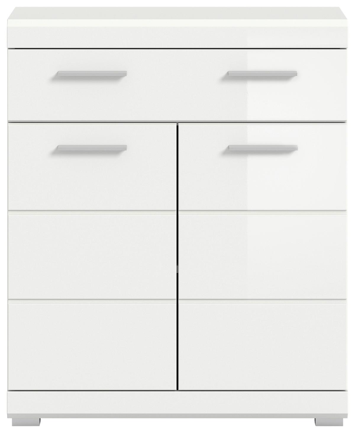 Midischrank Scout Weiß B: 74 cm - Weiß Hochglanz/Silberfarben, MODERN, Holzwerkstoff (74/88/31cm) - MID.YOU