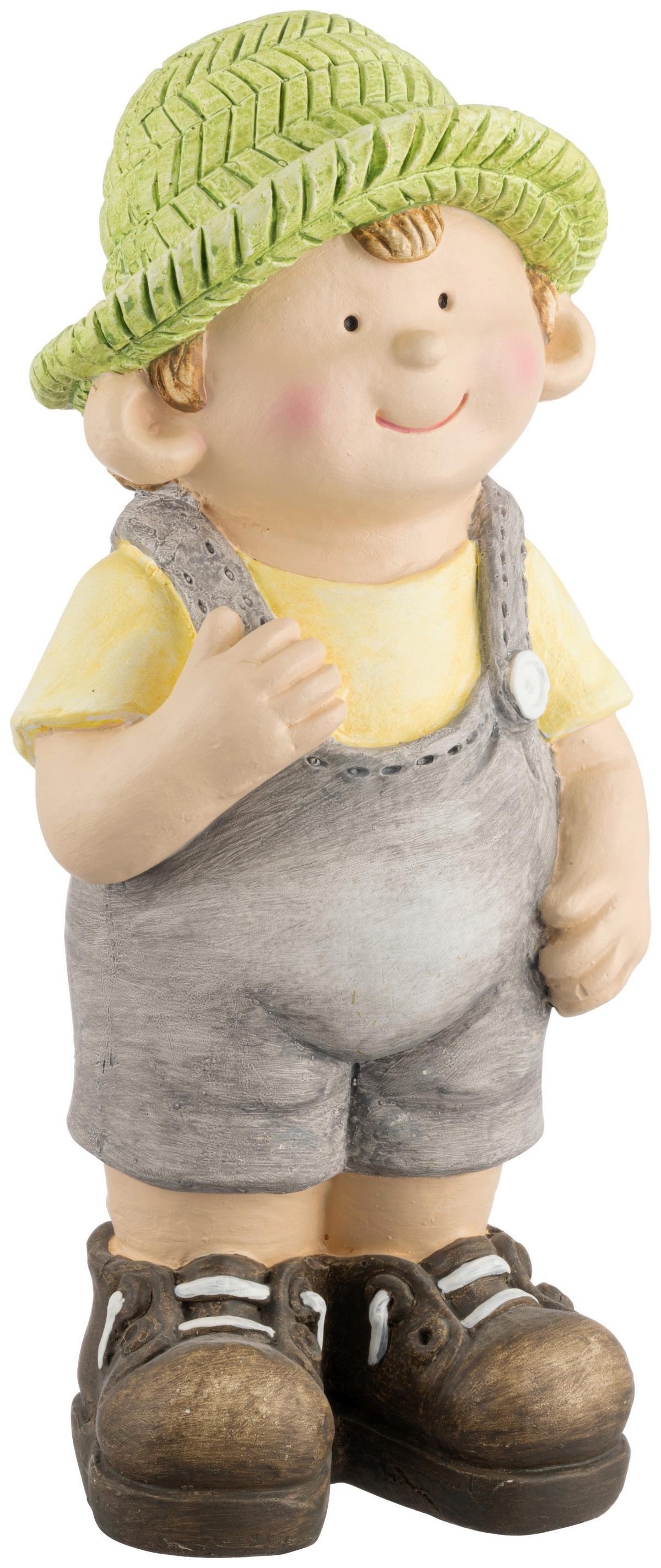 Dekofigur Kind Johann -Paz- - Grau/Grün, KONVENTIONELL, Stein (17/13,5/38,5cm) - Luca Bessoni