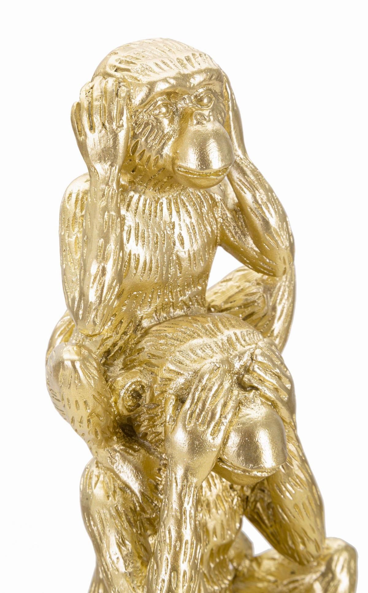 Skulptur Monkey Tower Monkey Tower Gold B: 10,5 cm - Goldfarben, Basics, Kunststoff (10.5/30/10.5cm)