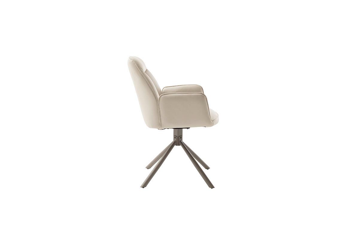 Armlehnstuhl Rafaela Creme B: 62 cm 180° drehbar - Taupe/Creme, Trend, Textil/Metall (62/89/64cm)