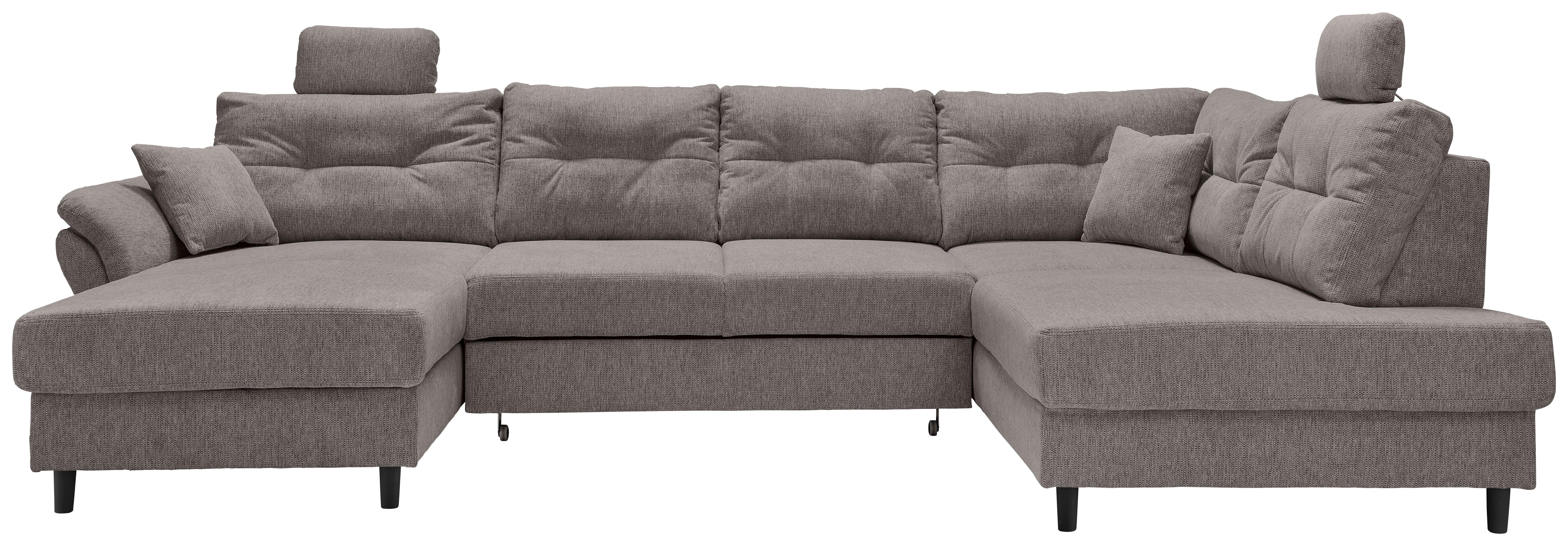 Wohnlandschaft Brizzini Graubraun U: 176x338x206 cm - Graubraun/Schwarz, MODERN, Textil (176/338/206cm) - Livetastic