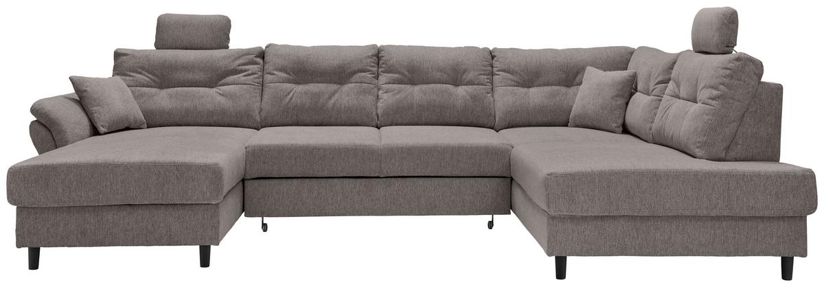 Wohnlandschaft Brizzini Graubraun U: 176x338x206 cm - Graubraun/Schwarz, MODERN, Textil (176/338/206cm) - Livetastic