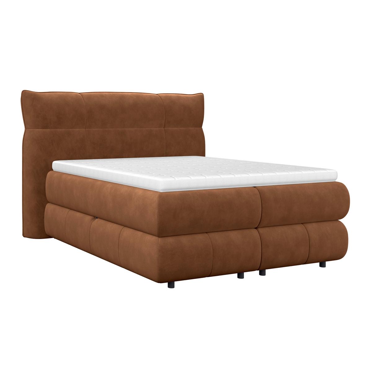 Boxspringbett Carmelo Kupfer 140x200 cm H2 - Schwarz/Kupferfarben, Trend, Textil (140/200cm)