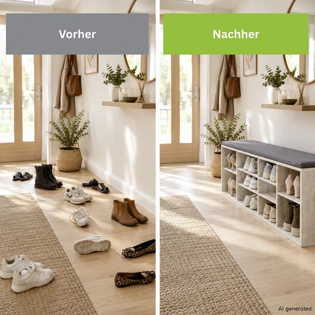 Schuhschrank Weiß 10 Fächer B: 103,5 cm - Grauweiß, MODERN, Holzwerkstoff (103,5/48/29,5cm) - Kesper