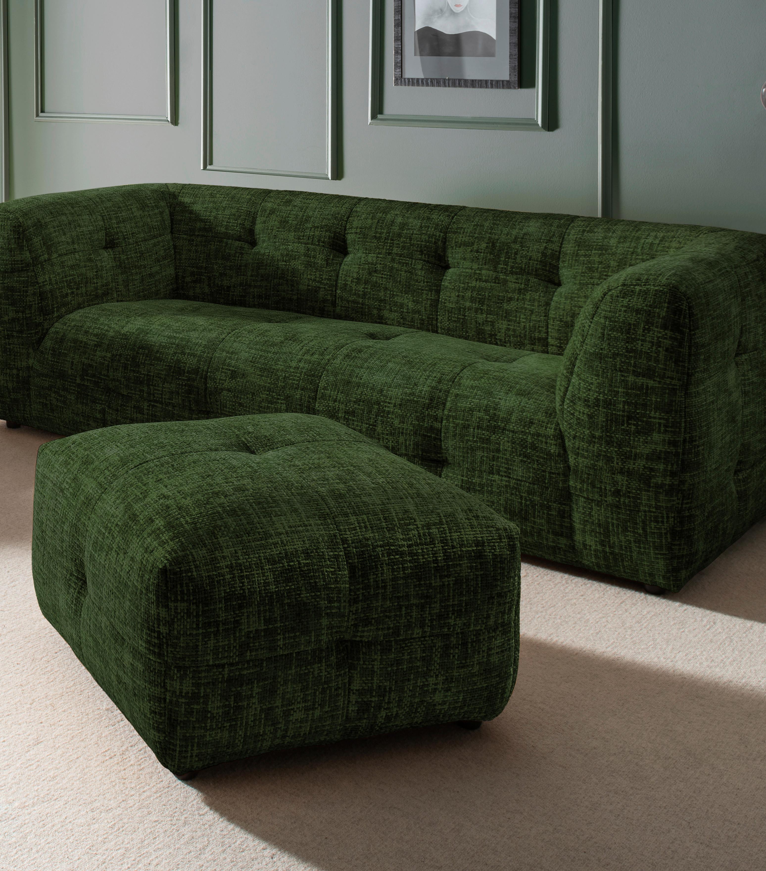 Hocker Velice, Dunkelgrün B: 72 Cm - Dunkelgrün/Schwarz, Design, Textil (72/44/72cm) - Livetastic