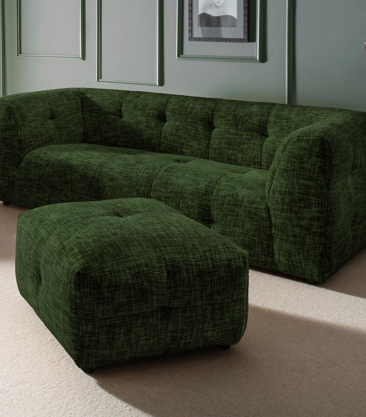 Hocker Velice, Dunkelgrün B: 72 Cm - Dunkelgrün/Schwarz, Design, Textil (72/44/72cm) - Livetastic