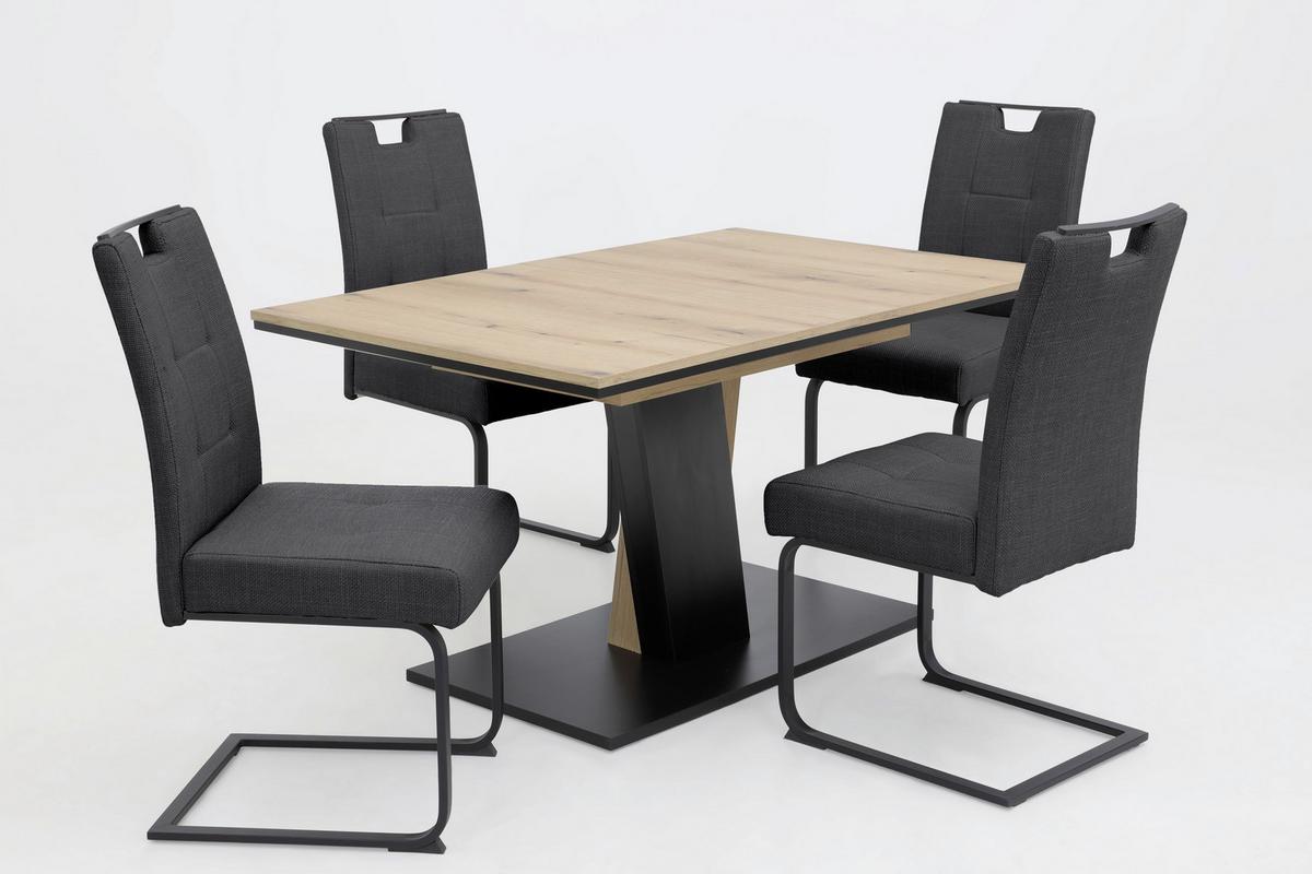 Tischgruppe Beke G - Eichefarben/Anthrazit, MODERN, Holzwerkstoff/Textil (140 - 180/76/90cm) - MID.YOU