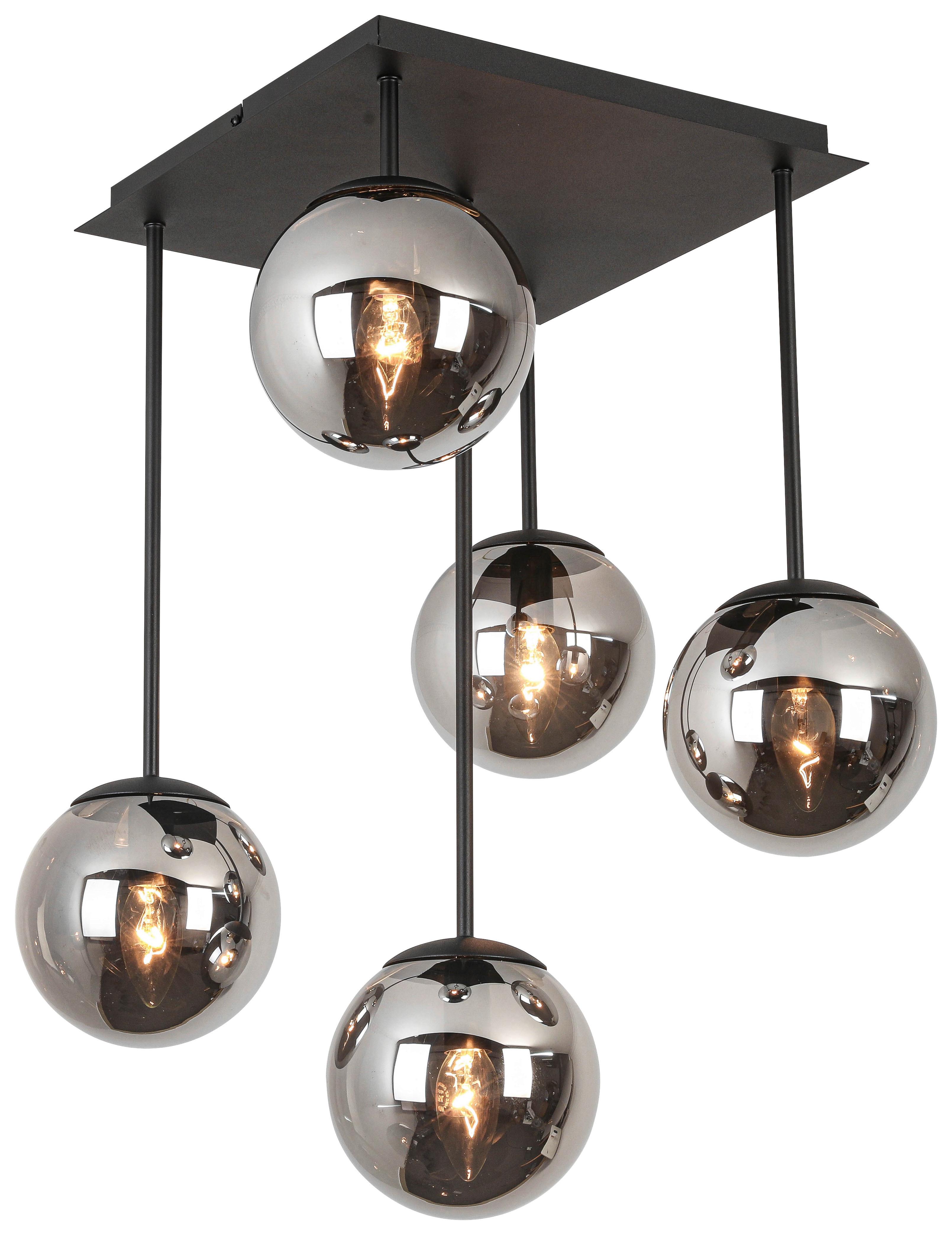 STROPNÉ SVIETIDLO LIP - čierna/chrómová, Modern, kov/sklo (41/41/61cm) - Mömax