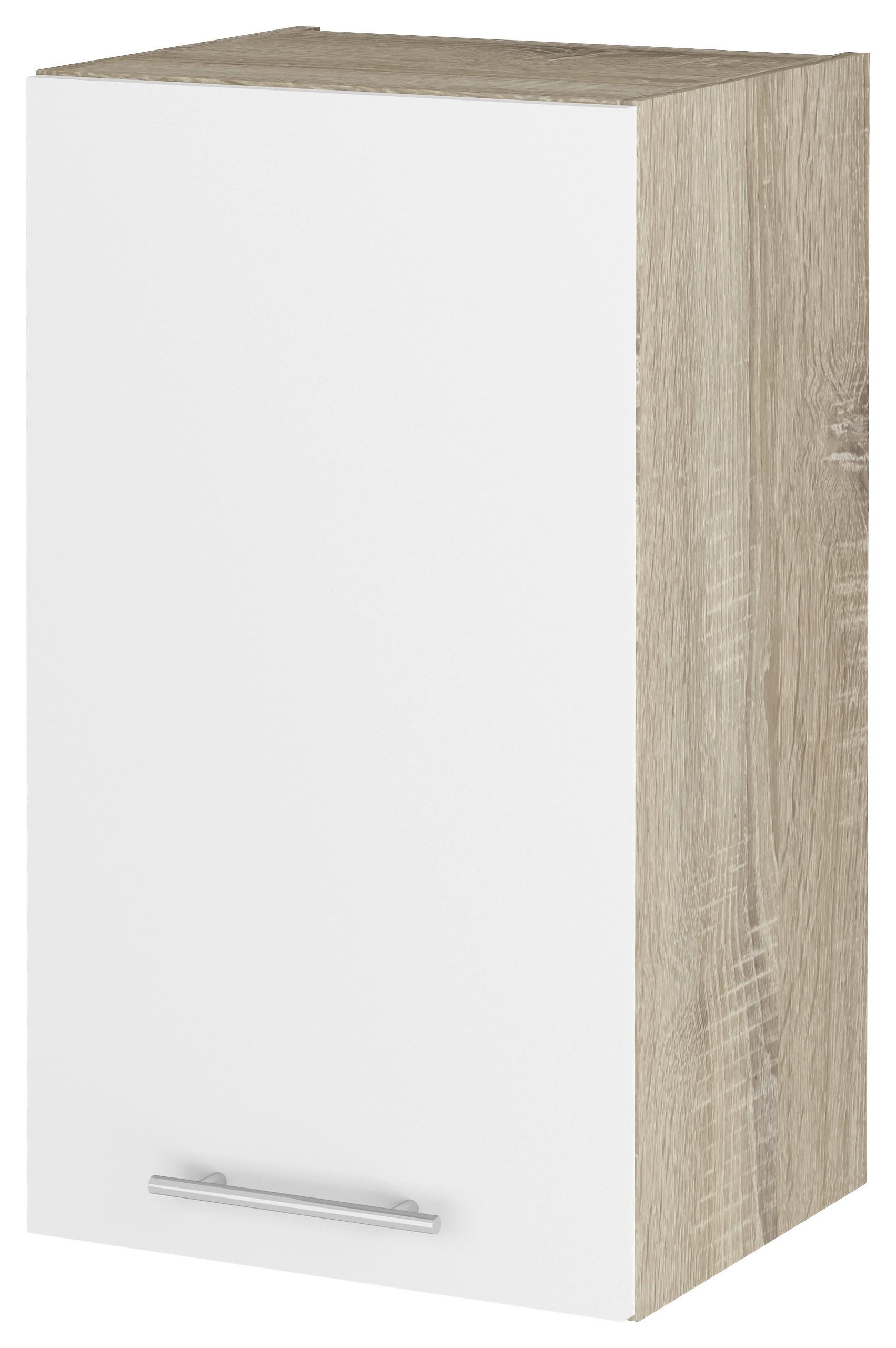 Felsőszekrény Corina - Sonoma tölgy/fehér, fa/fém (40/72,4/34,6cm)