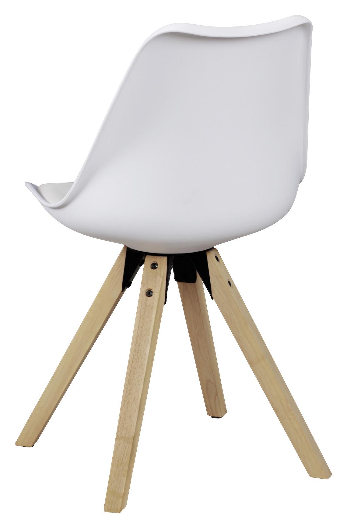 MID.YOU Schalenstuhl Lima Weiß Beine Echtholz 2er-Set