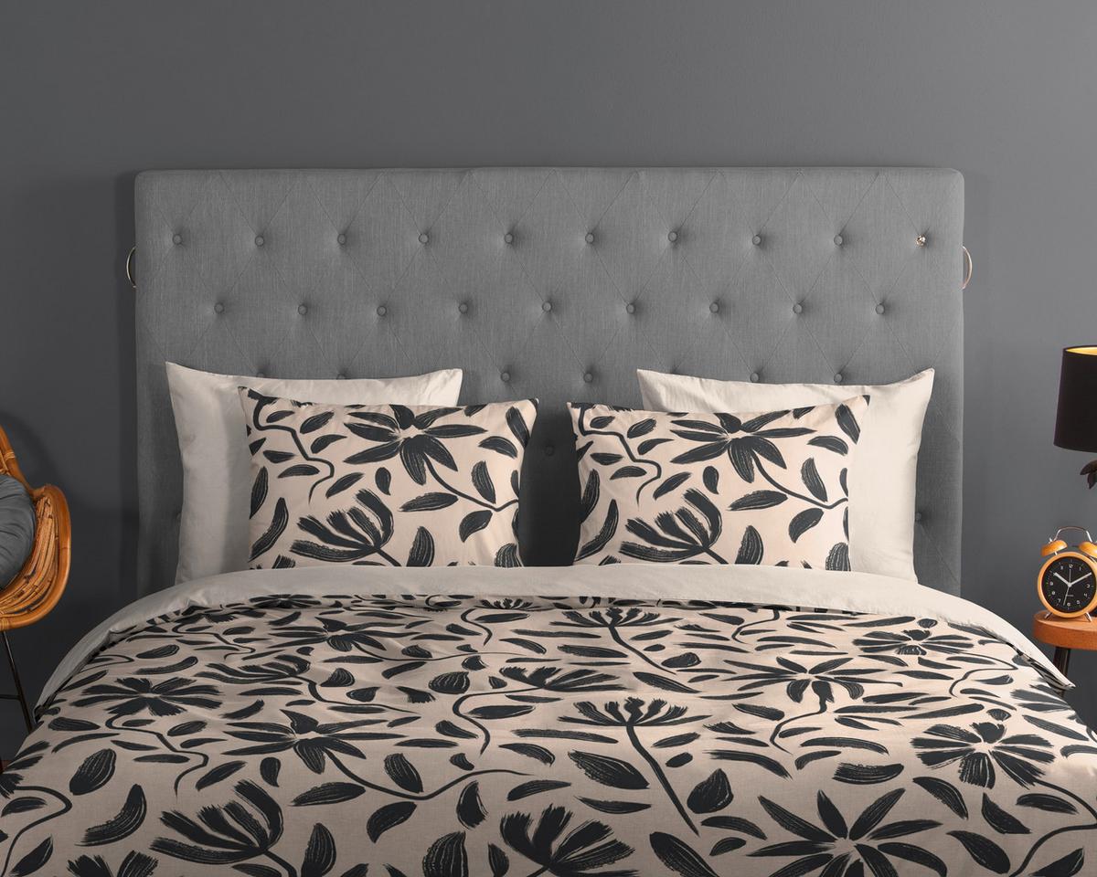 WENDEBETTWÄSCHE EMILIA - Anthrazit/Creme, Design, Textil (140/200cm)