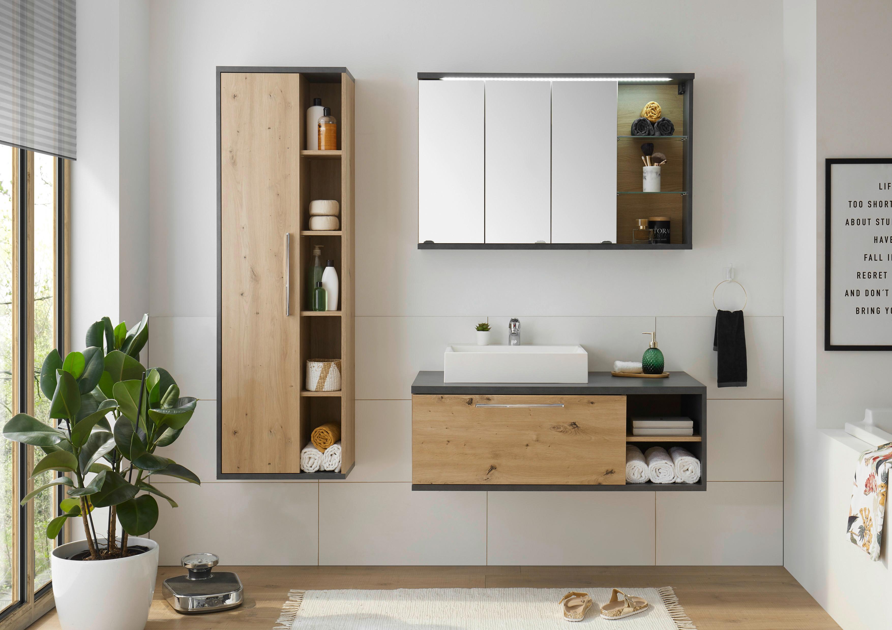 Hochschrank Nathan Bxh: 50x160 Cm Anthrazit/eiche Dekor - Anthrazit/Eiche Artisan, KONVENTIONELL, Holzwerkstoff (50/160/31cm) - MID.YOU
