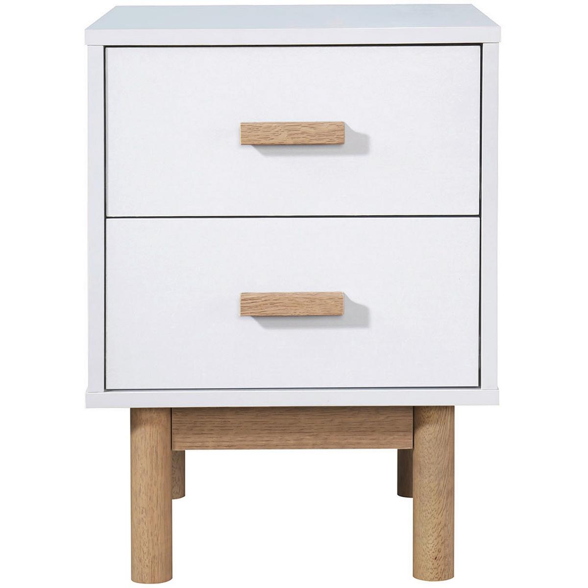 Nachttisch Melanie Weiß/Eiche B:40 cm - Eichefarben/Weiß, Design, Holz/Holzwerkstoff (40/55/44cm) - MID.YOU