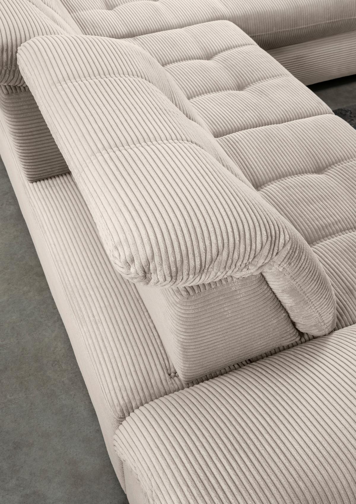 Eckschlafsofa Delphino, Beige S: 273x189 cm - Beige/Schwarz, MODERN, Textil (273/189cm) - Livetastic