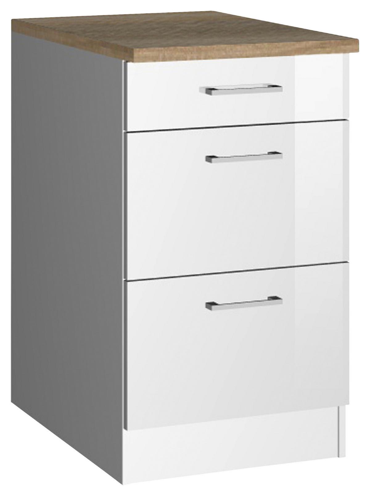 Schubkastenunterschrank Mailand Weiß B: 50 Cm - Weiß Hochglanz/Weiß, MODERN, Holzwerkstoff (50/85/60cm) - Held
