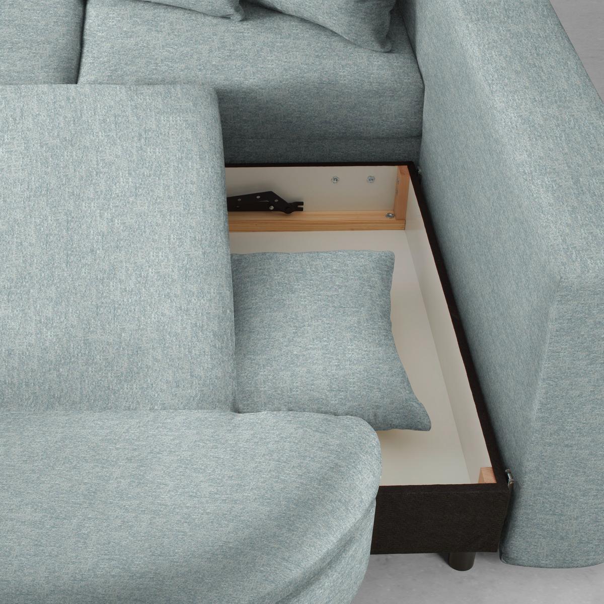 Rohová sedačka AXEL, pravá, světle modrá tkanina - černá/světle modrá, Moderní, kov/textil (291/250cm) - Mömax