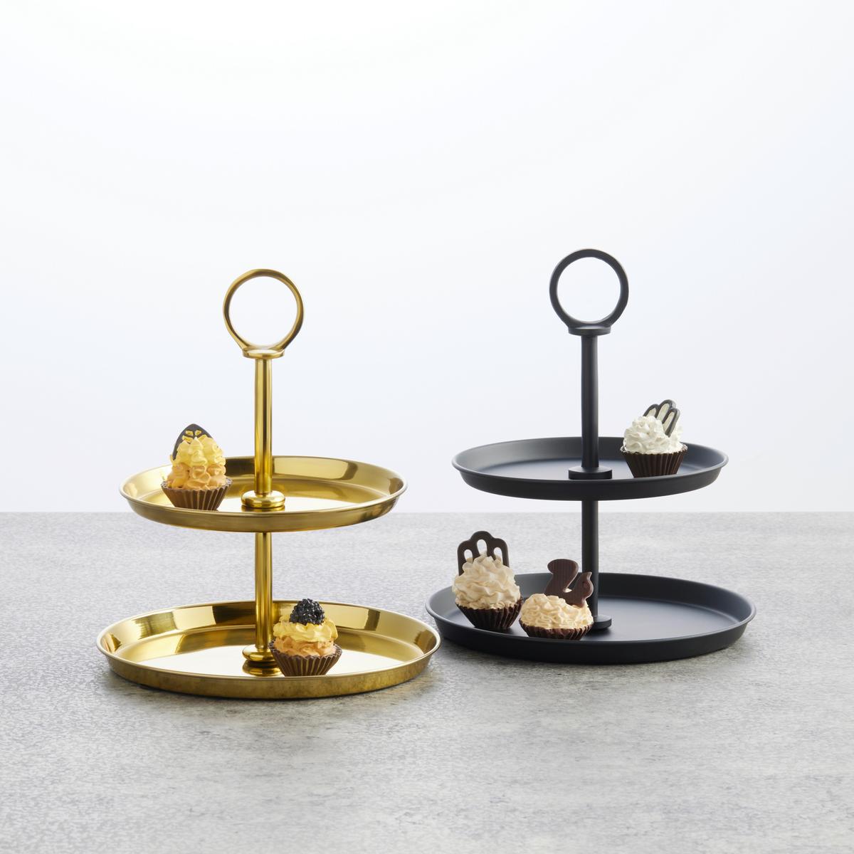Poschodový stojan GLAMOUR - čierna, Modern, kov (20,3/23,5cm) - Mömax