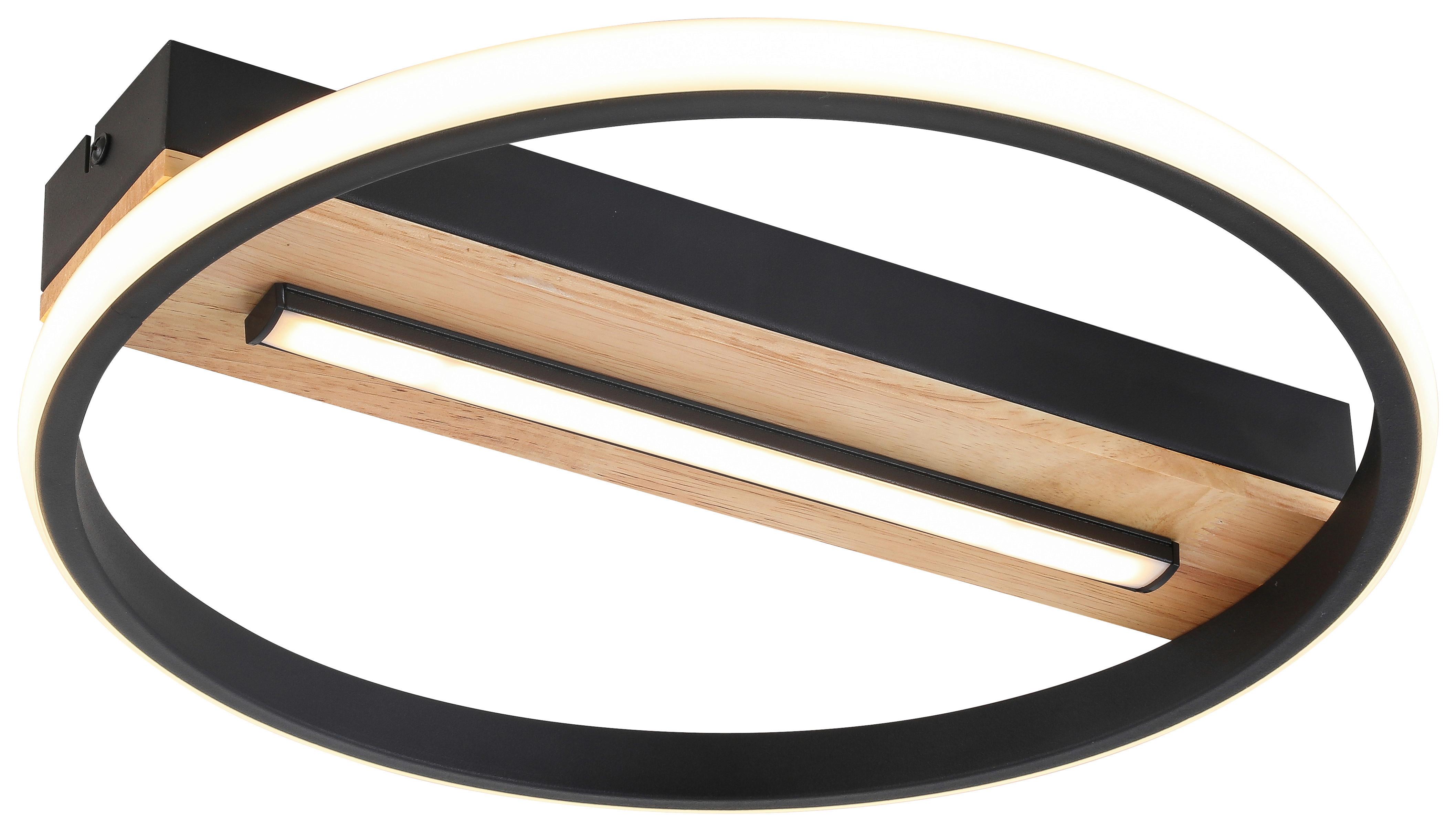 LED-Deckenleuchte Adora - Schwarz/Naturfarben, MODERN, Holz/Kunststoff (34,3/6cm) - Luca Bessoni