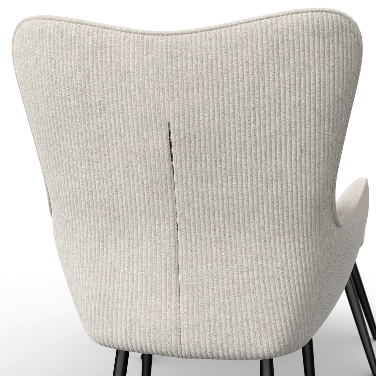 Kreslo s taburetkou AURORA, krémový menčester, max. 120 kg - čierna/krémová, Modern, kov/drevo (68/98/74cm) - Bessagi Home