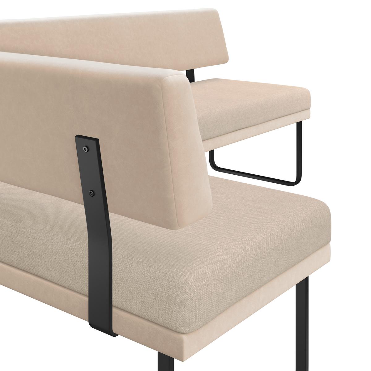 Eckbank Kian Webstoff Creme,  S:164x233 cm - Creme/Schwarz, Trend, Textil/Metall (164/233cm)